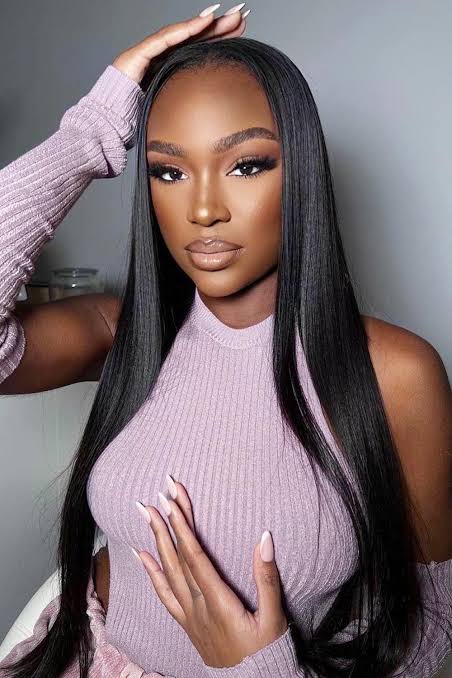 Straight human hair wig